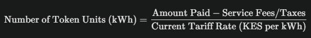 Kenya Power Token formula